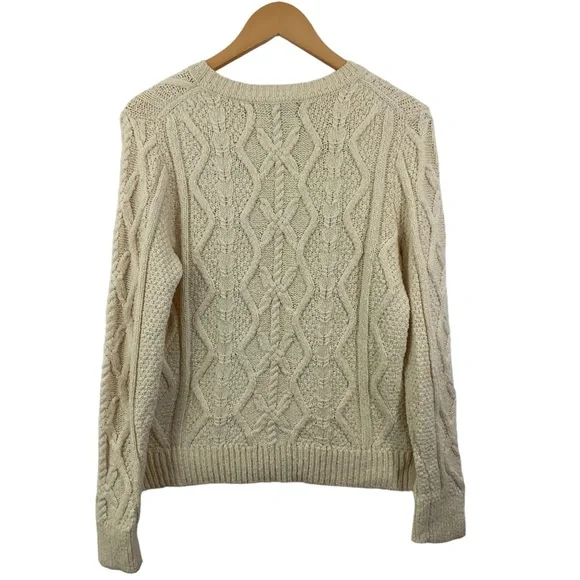 BANANA REPUBLIC Long Sleeve Sweater Cable Knit Sweater Chunky Cream Sweater K15 - Picture 4 of 8